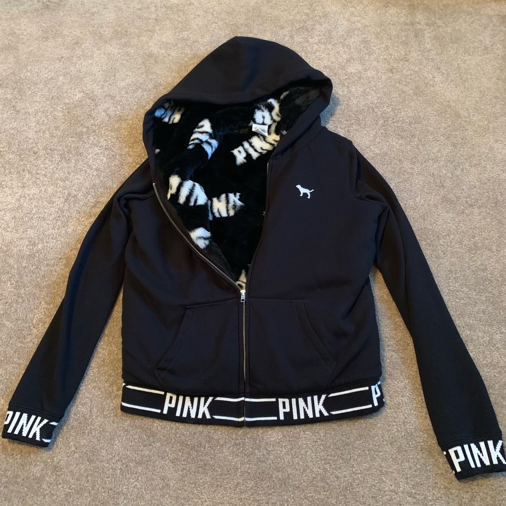 Fuzzy Victoria Secret PINK zip up hoodie